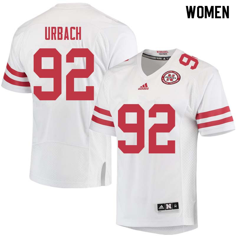 Women #92 Chase Urbach Nebraska Cornhuskers College Football Jerseys Sale-White